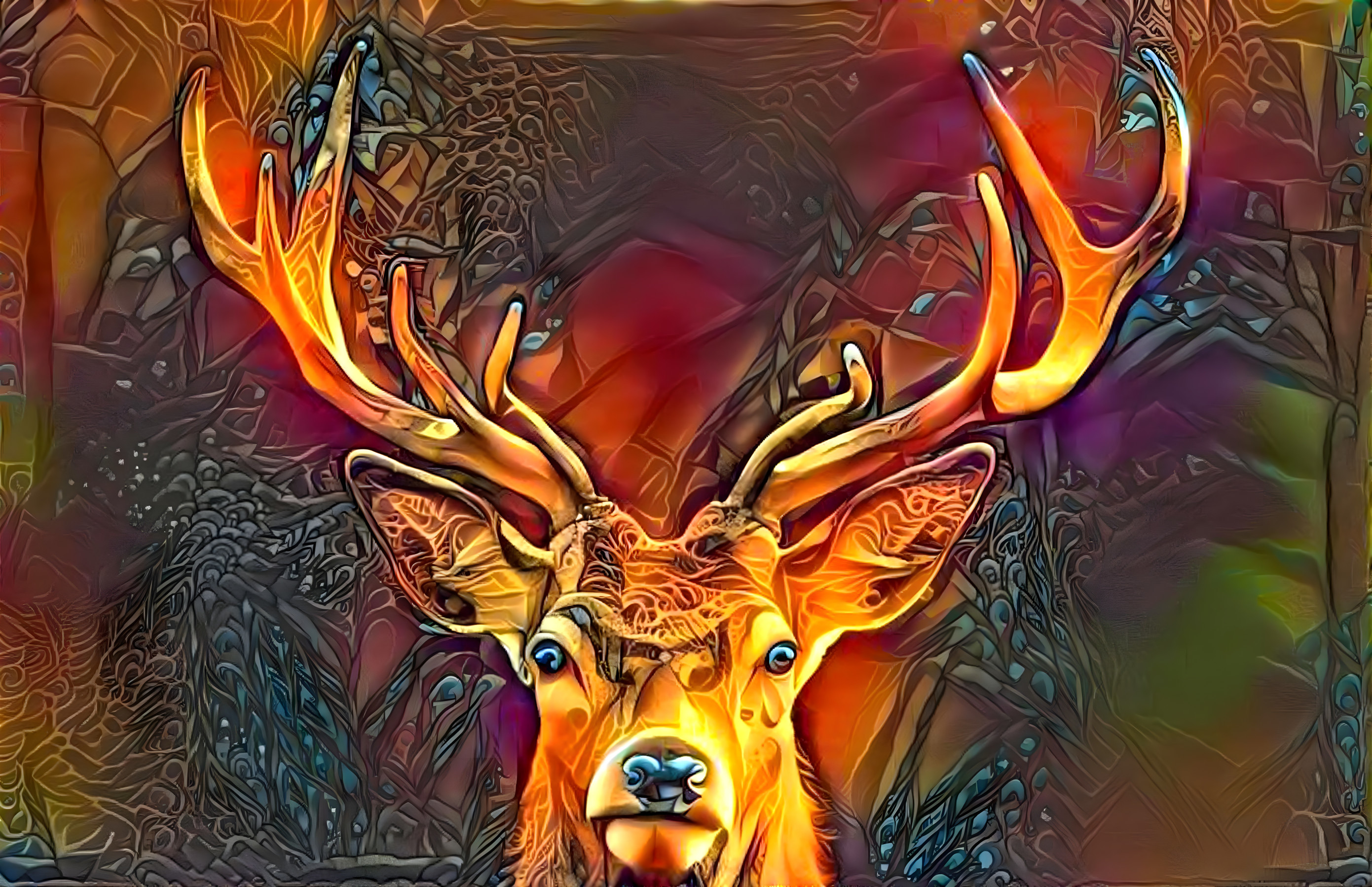 Stag Facing Fire