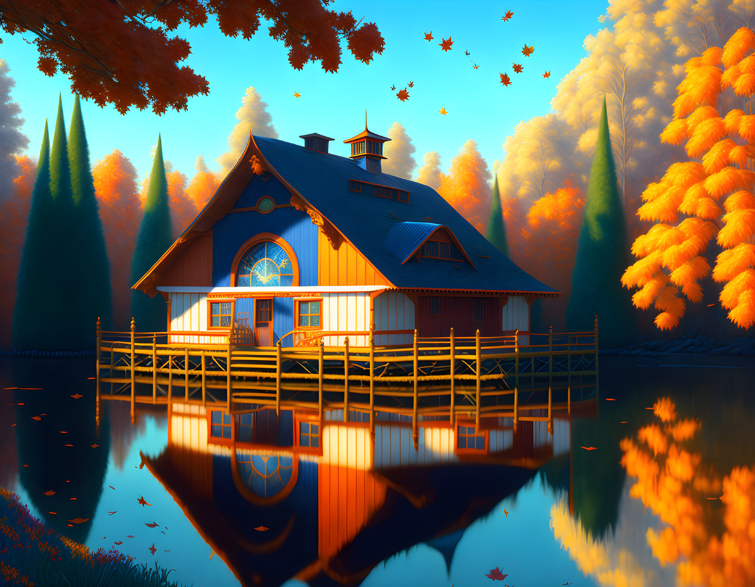 Autumn Boathouse