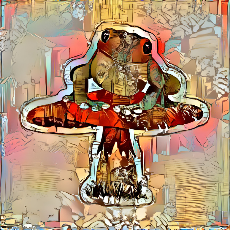 toad sticker mixed with warm picture