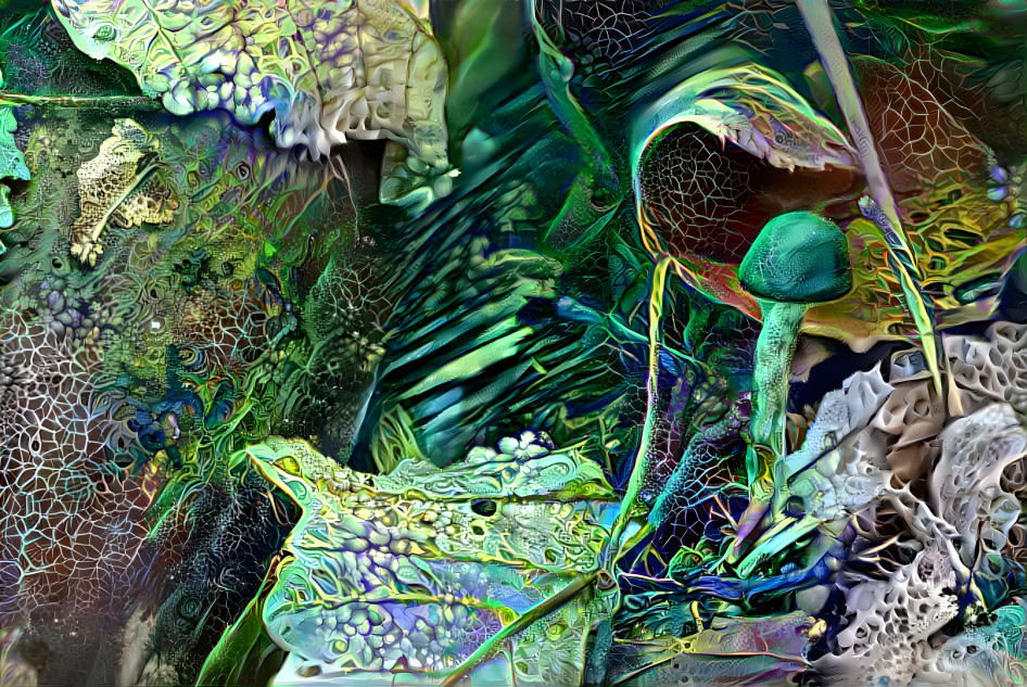 A hallucinogenic mushroom in a psychedelic version