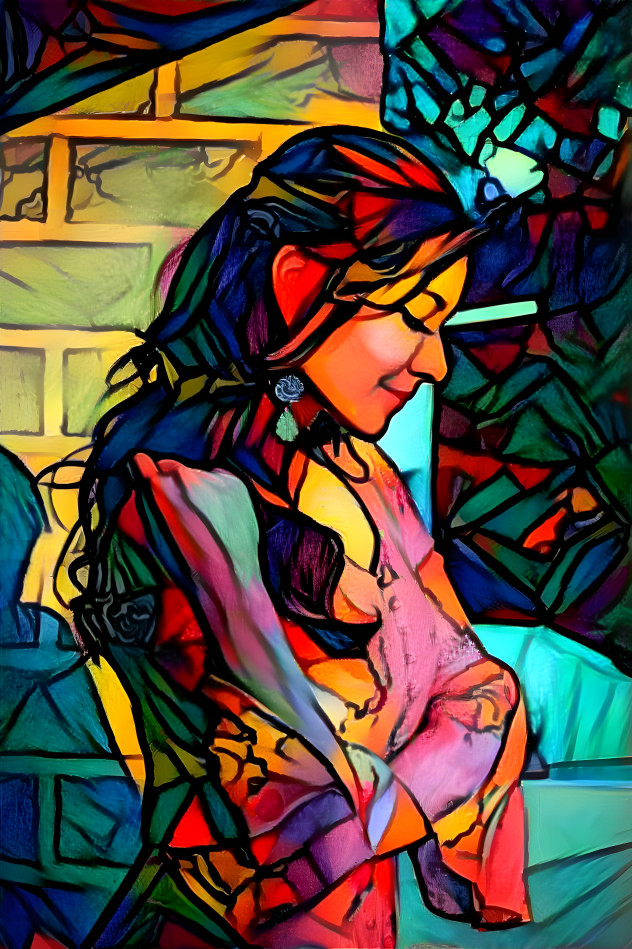 Reassured Colored Glass Lady