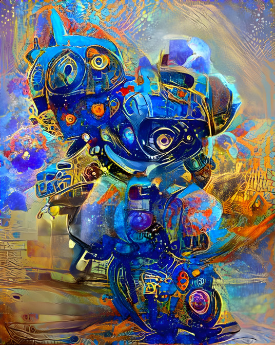 Blue steampunk robot