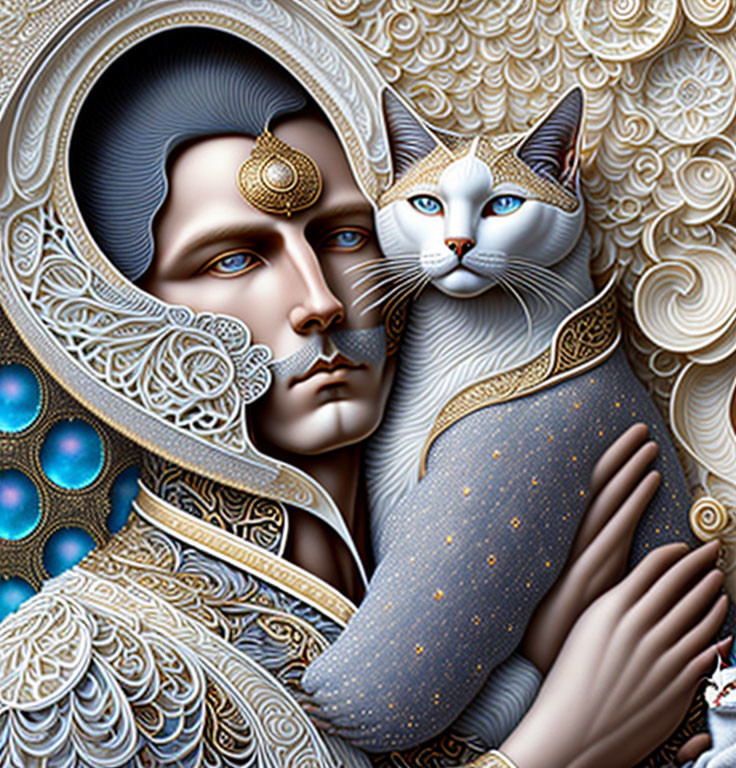 Aristocratic cat and owner