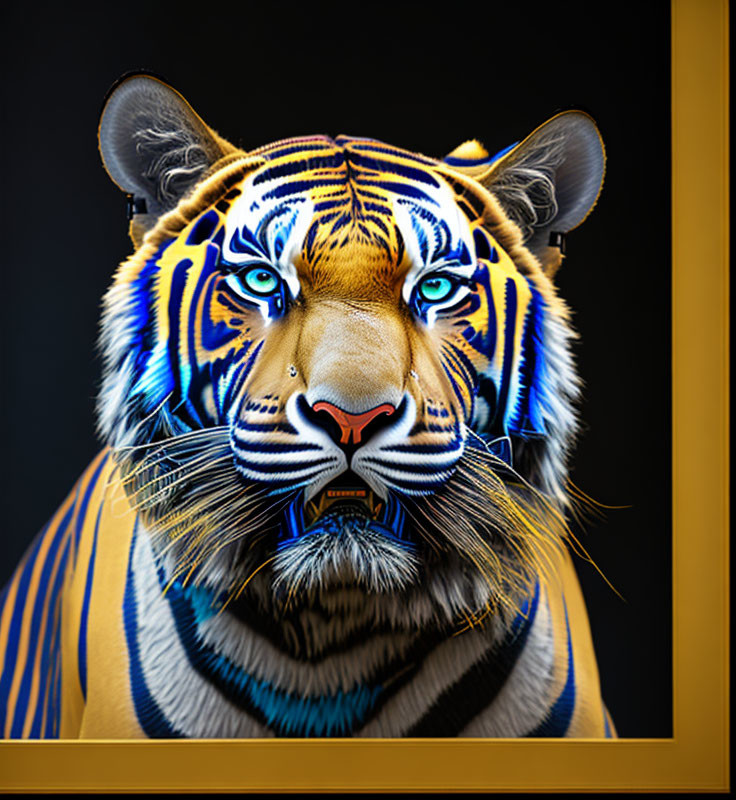 Tiger rimmed in blue