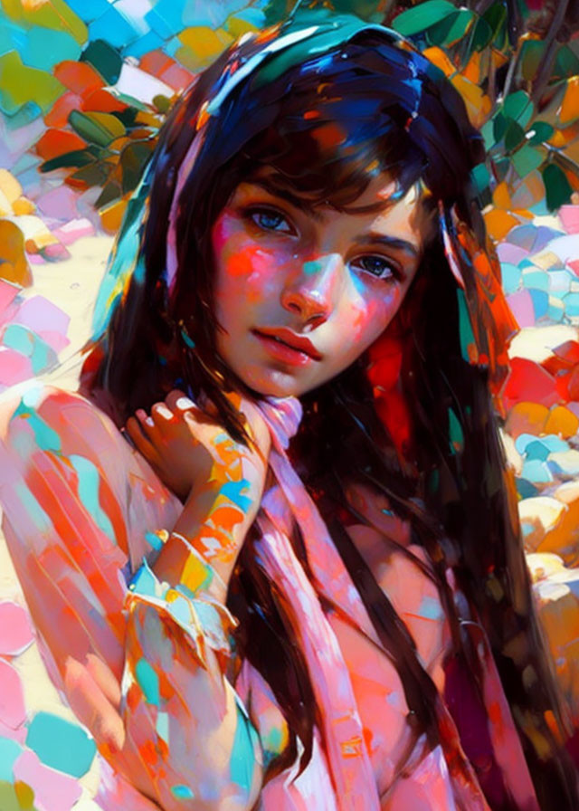 Color splashed young woman