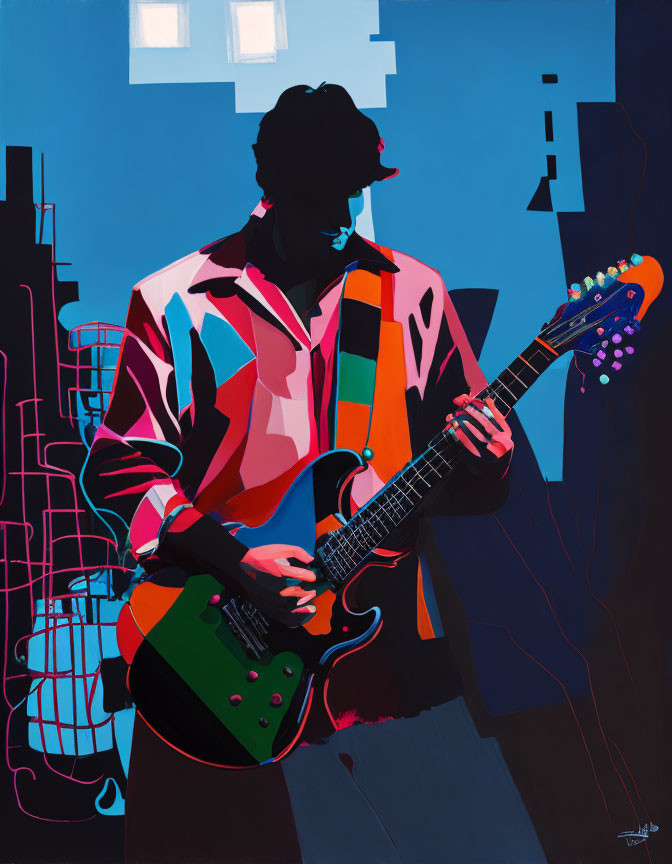 Guitarist in Colorful Matisse shirt