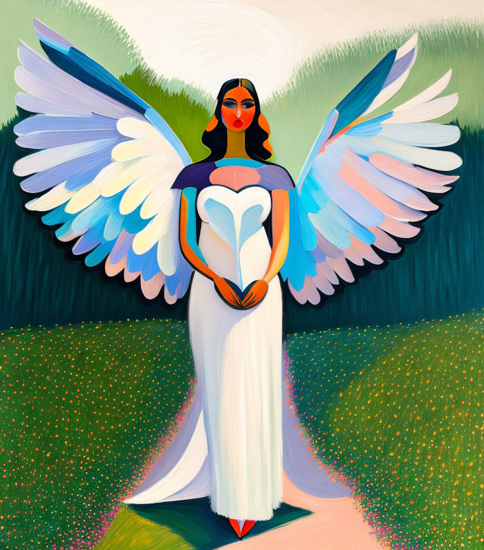 Matisse style Angel in white dress
