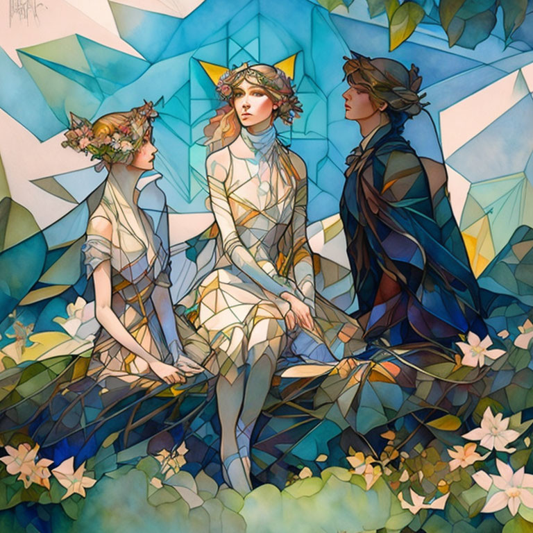 Geometric Prism art trio