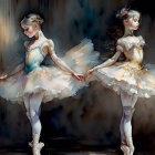Ballet dancers in tutus mirrored with dreamy elegance