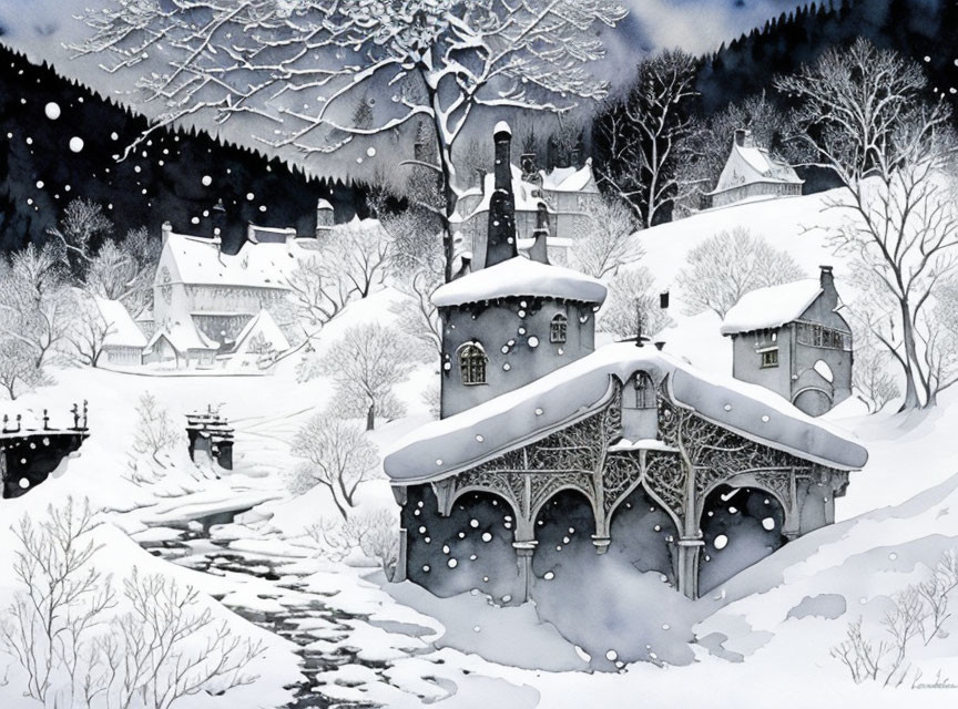 snow-covered village