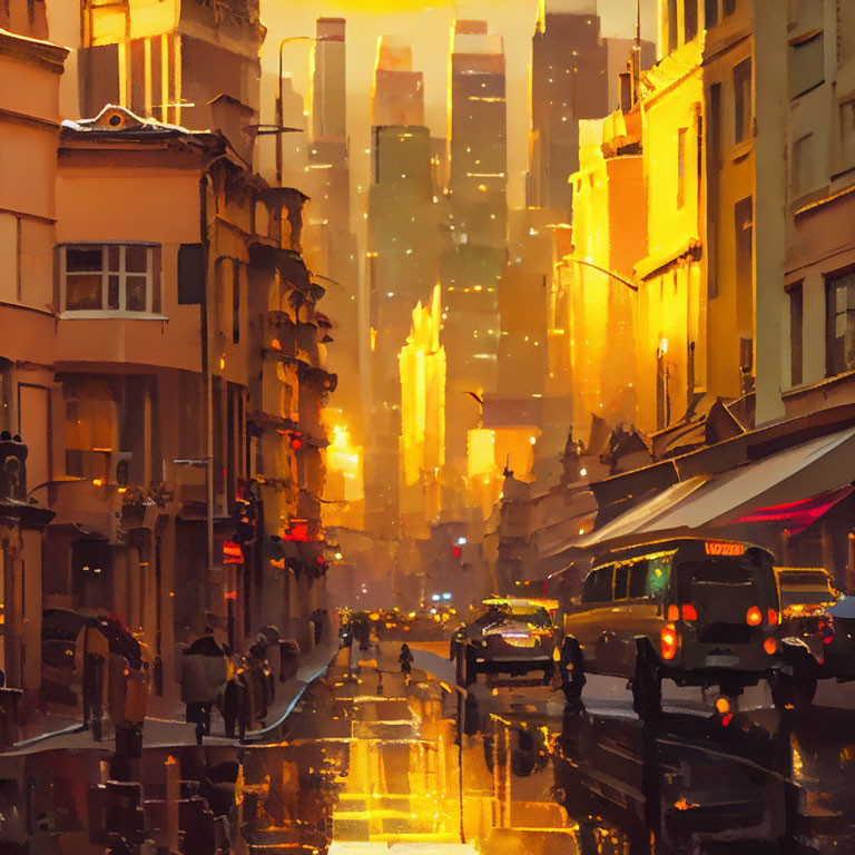 Golden cityscape