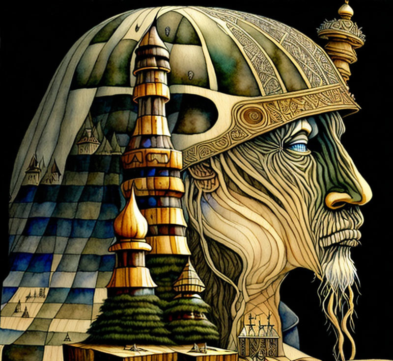 Surreal portrait of the chess champion
