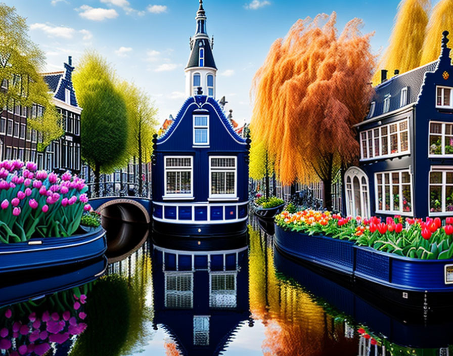Delft Blue miniature Amsterdam Canal House