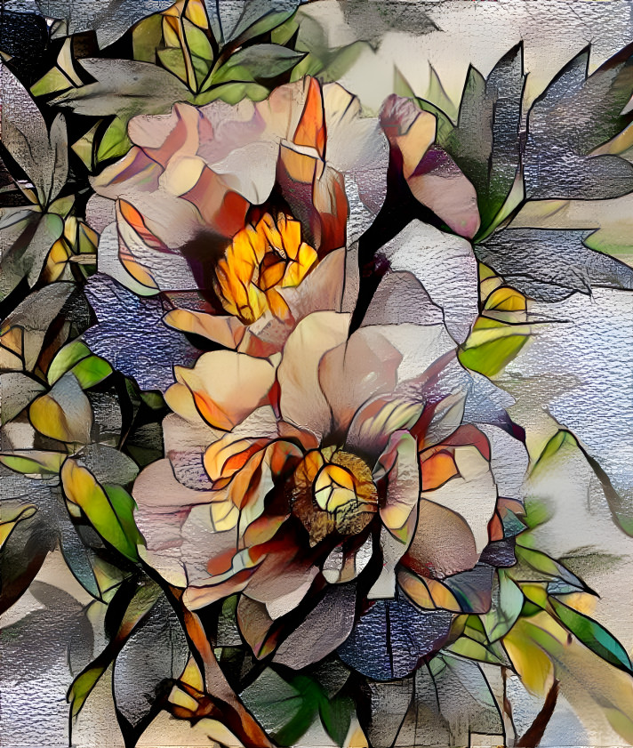 Stained glass peonies