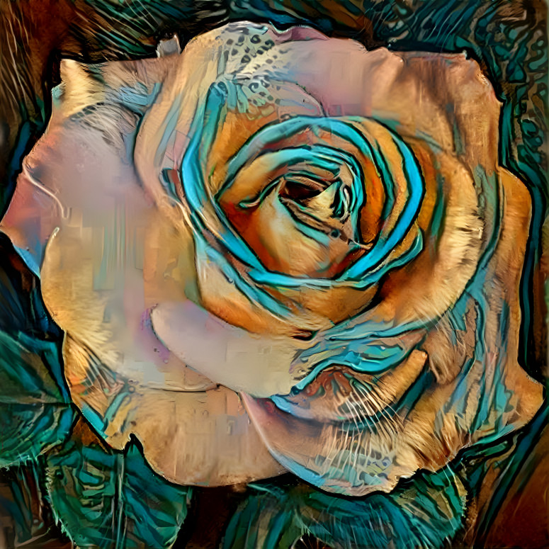 Gold and Teal Rose