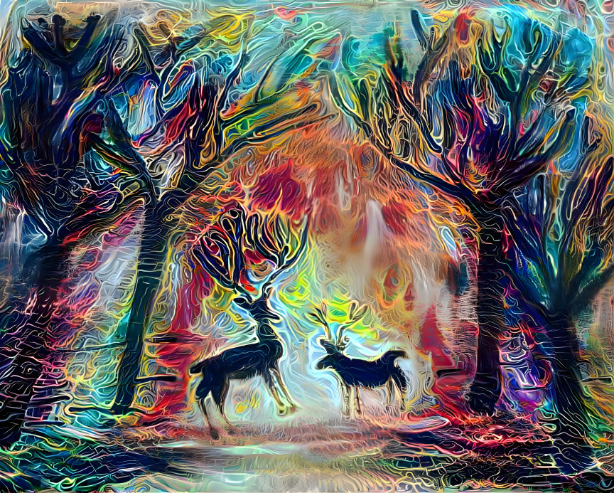 deer and tree