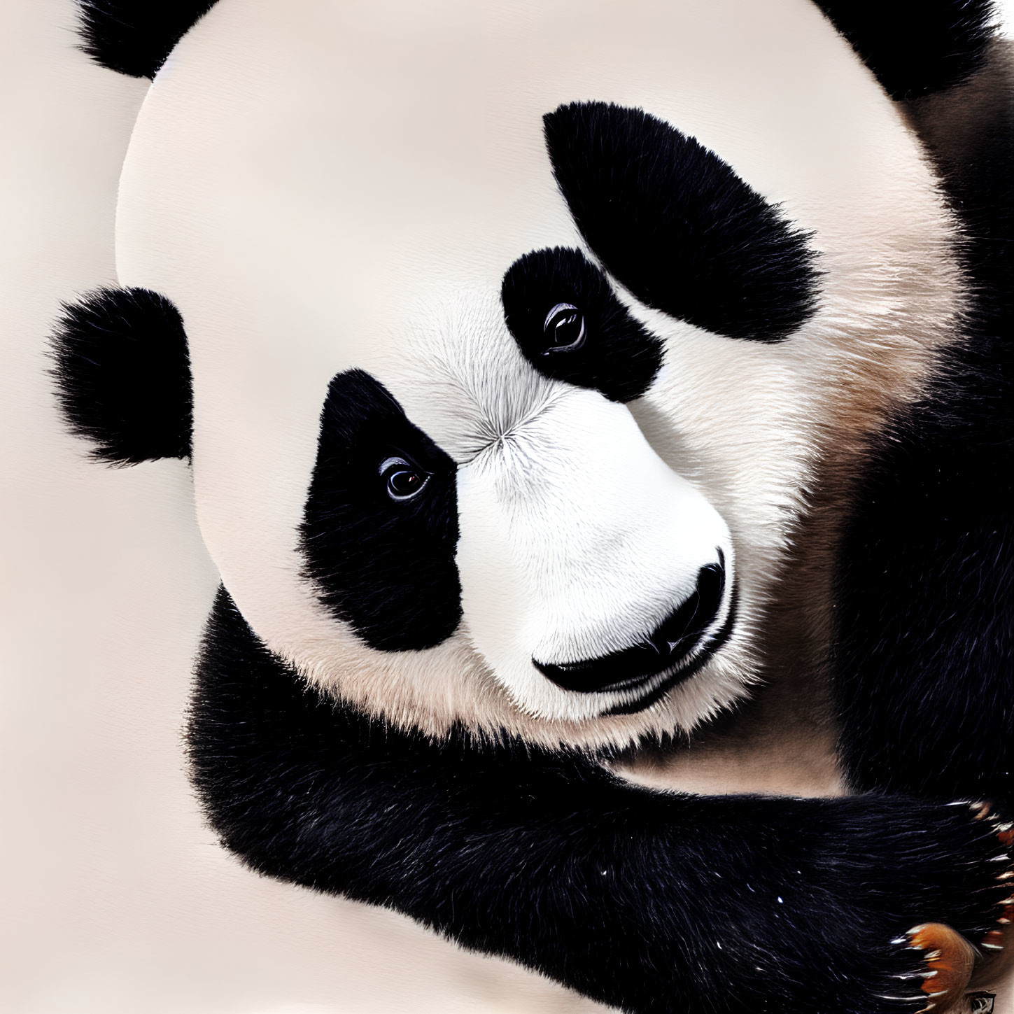 Detailed Close-Up of Giant Panda's Black and White Face
