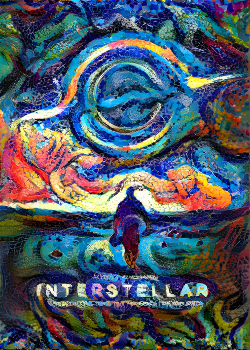 Interstellar movie logo made with colored mozaic