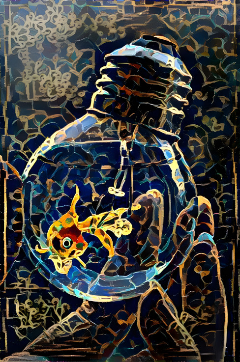 goldfish mounted on a persian mosaic