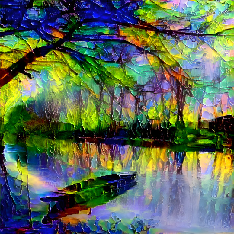 Acrylic lake scene 