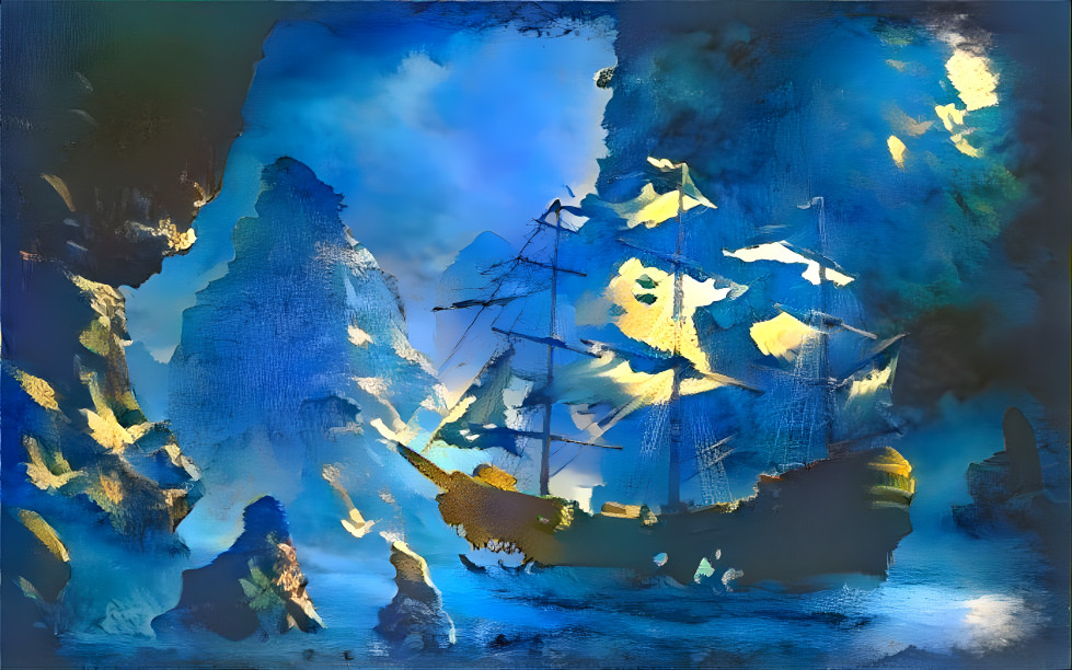 Pirate ship with birds