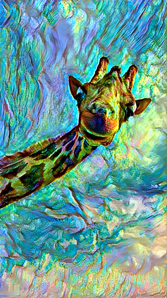 Giraffe with abalone sky