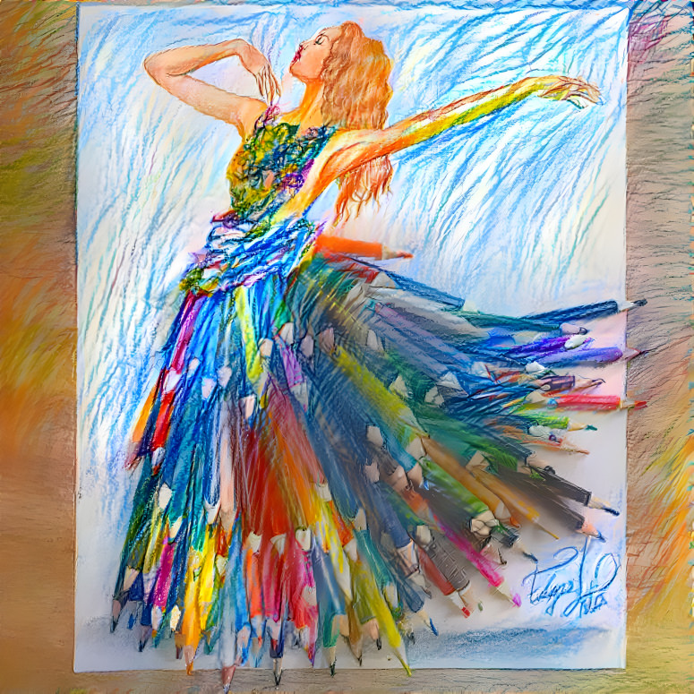 Colored pencil girl