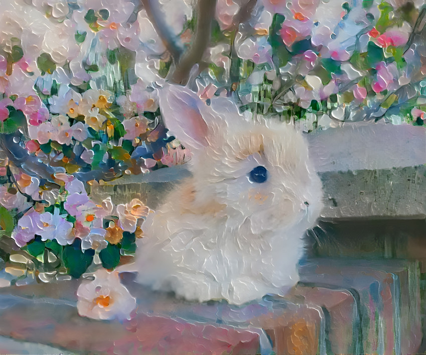 Baby bunny in textured acrylics 