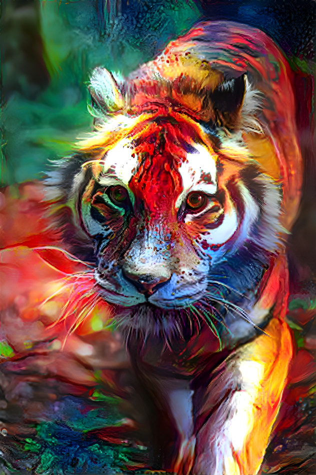 Tiger in the colorful woods