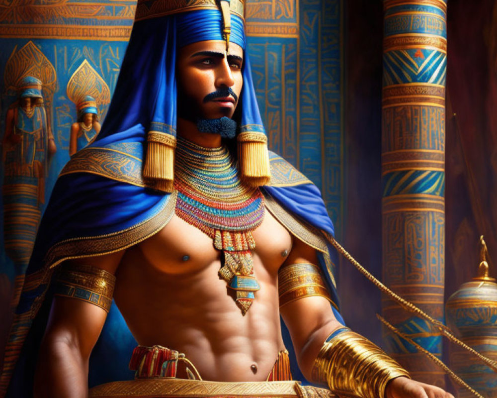 Regal Egyptian Pharaoh in Ornate Room
