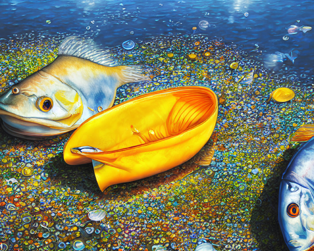 Vibrant Tropical Fish in Colorful Underwater Scene