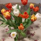 Colorful Flower Bouquet with Red, Orange, and White Blossoms