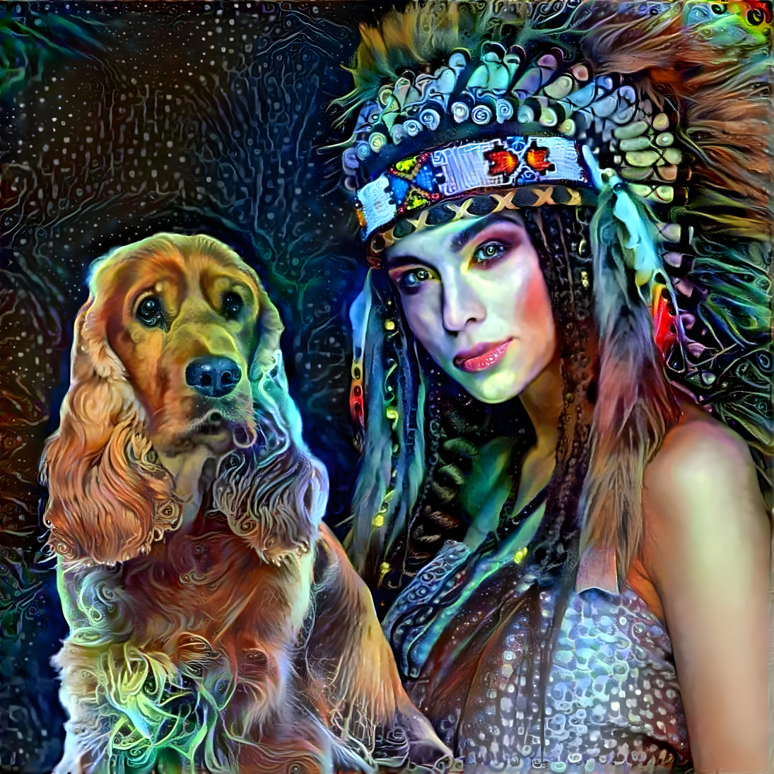Ethnic lady and Dog