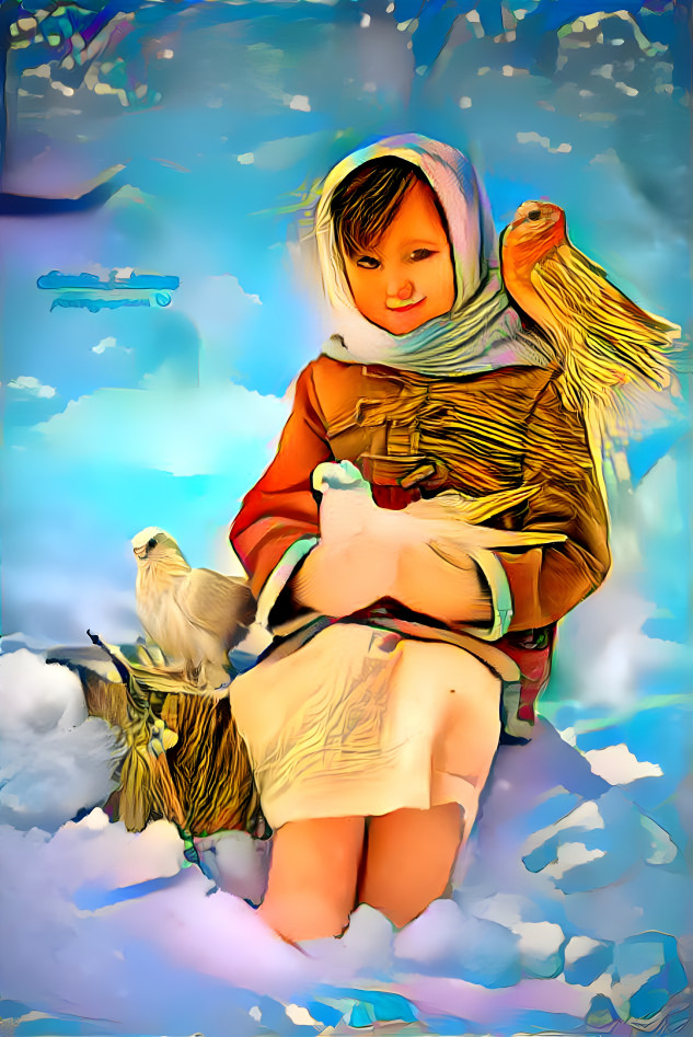 little girl with doves 2