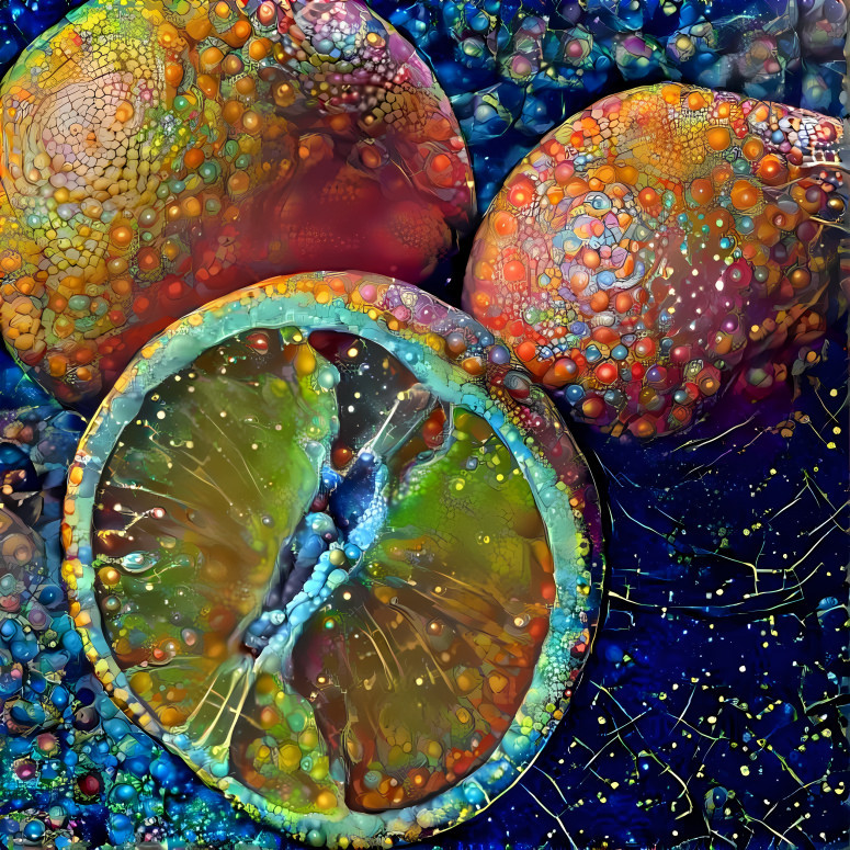 Oranges on mushrooms 