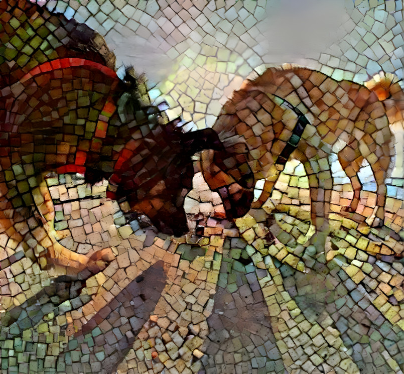Mosaic doggies on the beach