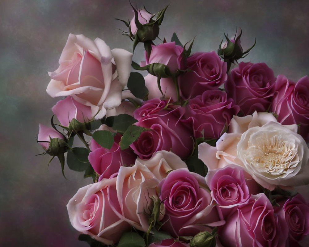 Delicate Pink and Purple Roses on Soft Textured Background