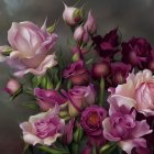 Delicate Pink and Purple Roses on Soft Textured Background