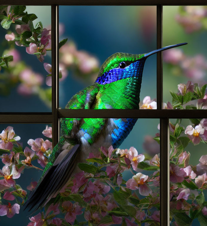 Hummingbird thru the window