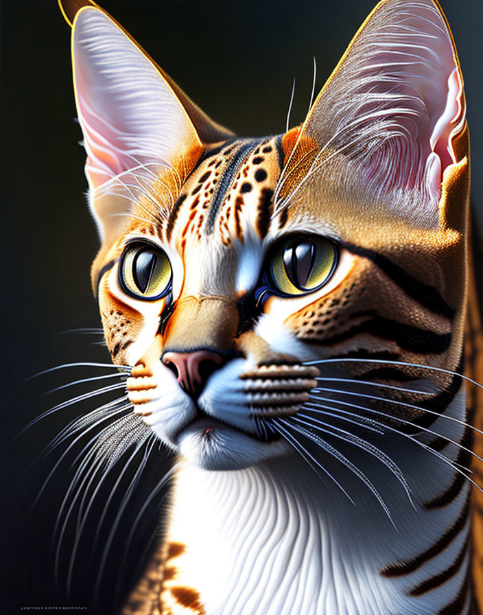 Detailed Digital Artwork of Lifelike Cat with Striking Eyes
