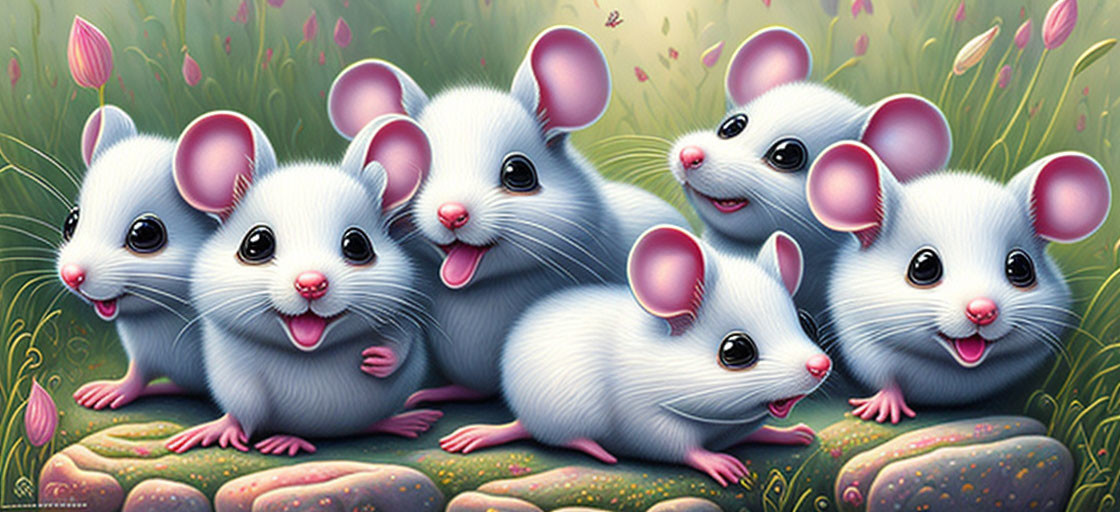A group of happy mouses