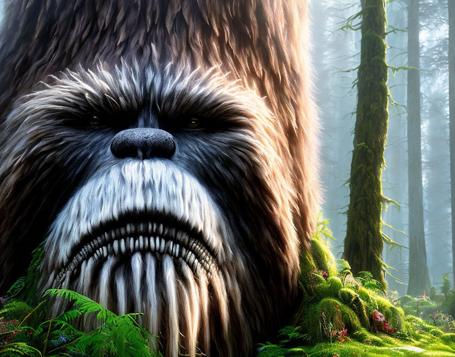 Wookiee Character Art in Misty Forest Setting