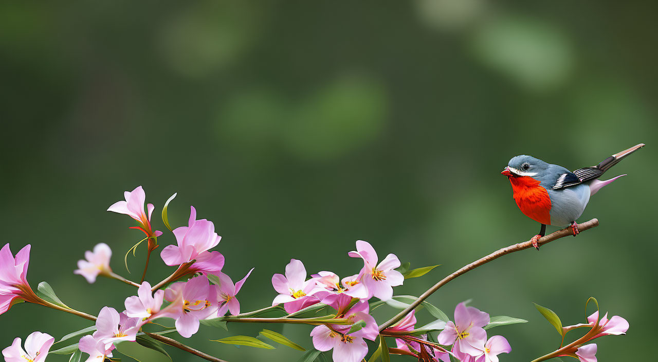Bird on a flowering tree
