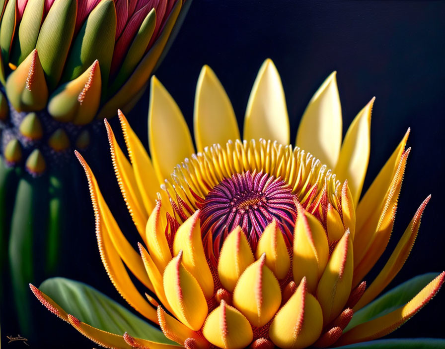 close-up portrait painting of a beautiful Proteas