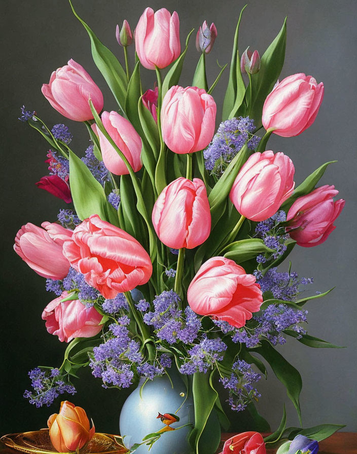 A bouquet of Tulips in a vase