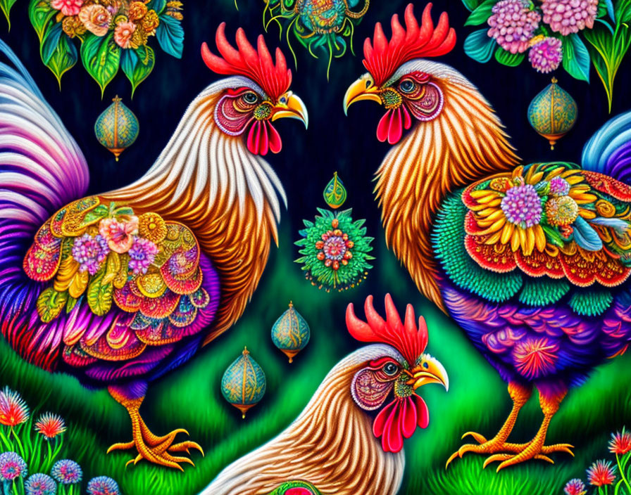 chickens and roosters