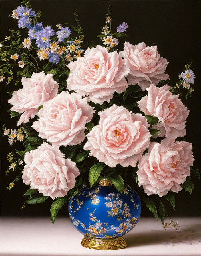Gardenia flowers in a Cloisonne vase