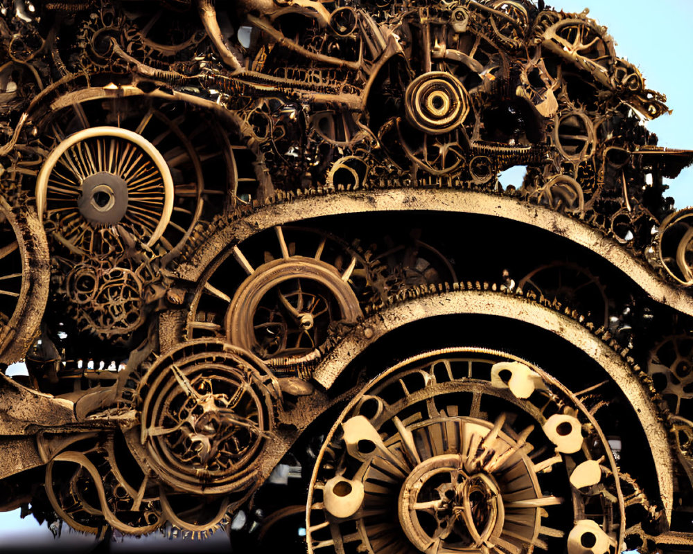 Detailed Steampunk Gear Vehicle on Neutral Background