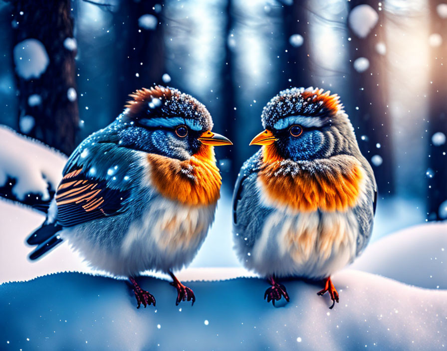 Cute Birds in the Snow