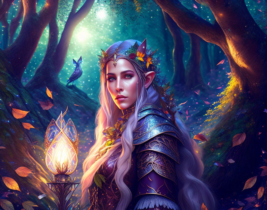 Elf keeper in a mystic forest
